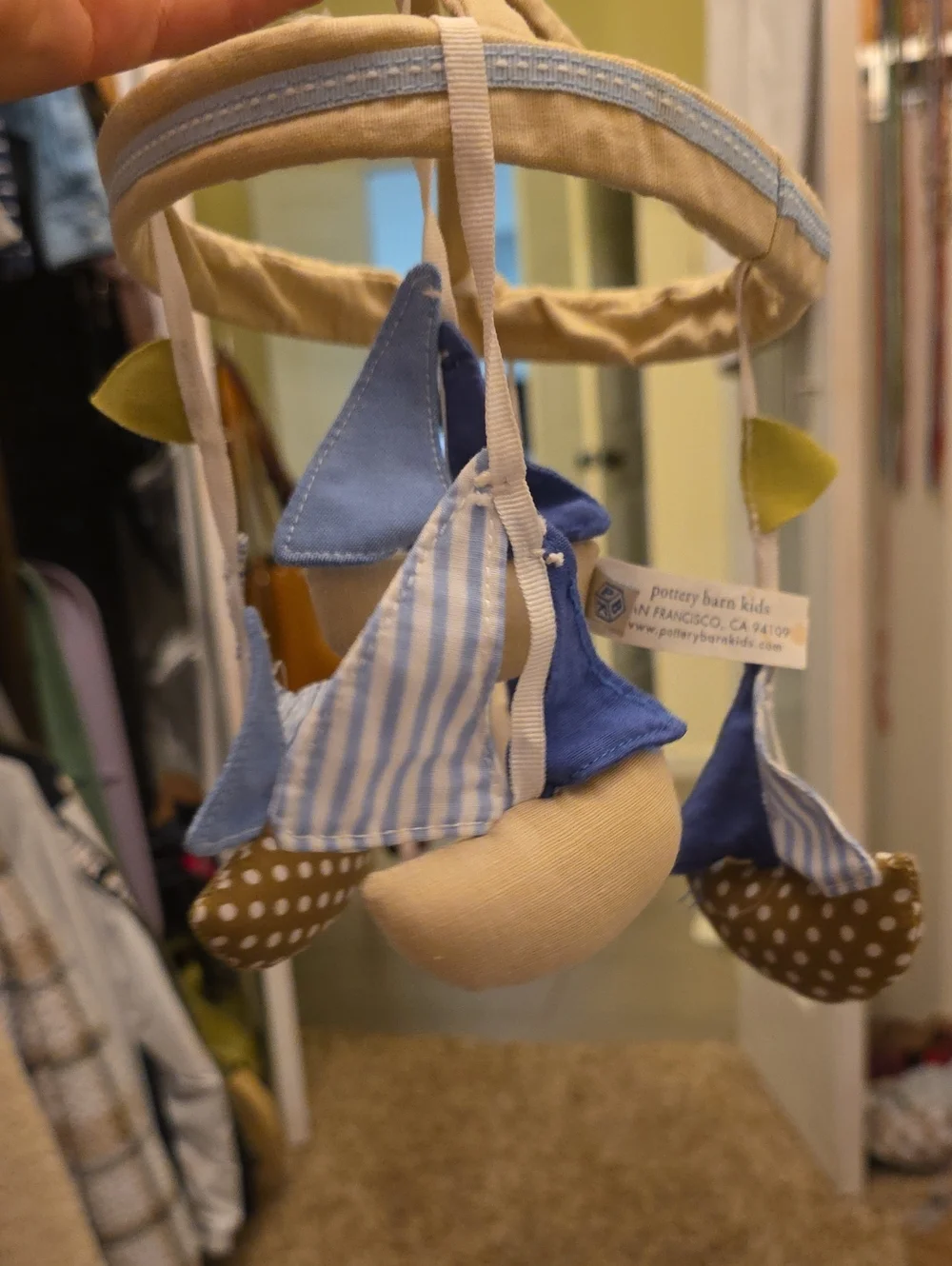 Pottery Barn Kids Blue, Beige and Brown Hanging Nursery Mobile